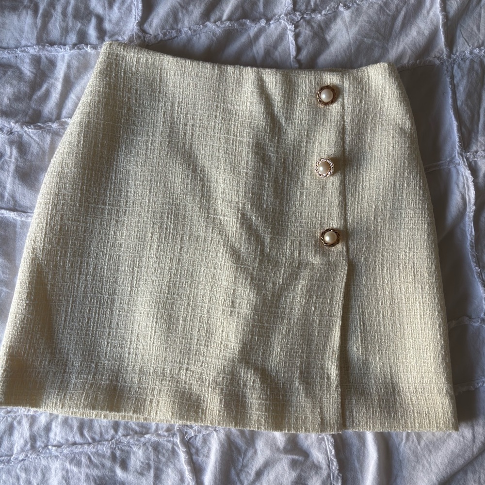 Miss Selfridge Tan and Green Mini Pencil Skirt